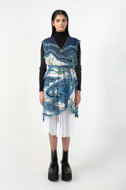 Broken Wave V-Neck Short Dress with Skirt