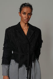 Black Map with Strips Coat Dress