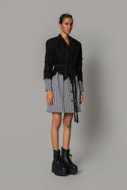 Black Map with Strips Coat Dress