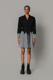 Black Map with Strips Coat Dress