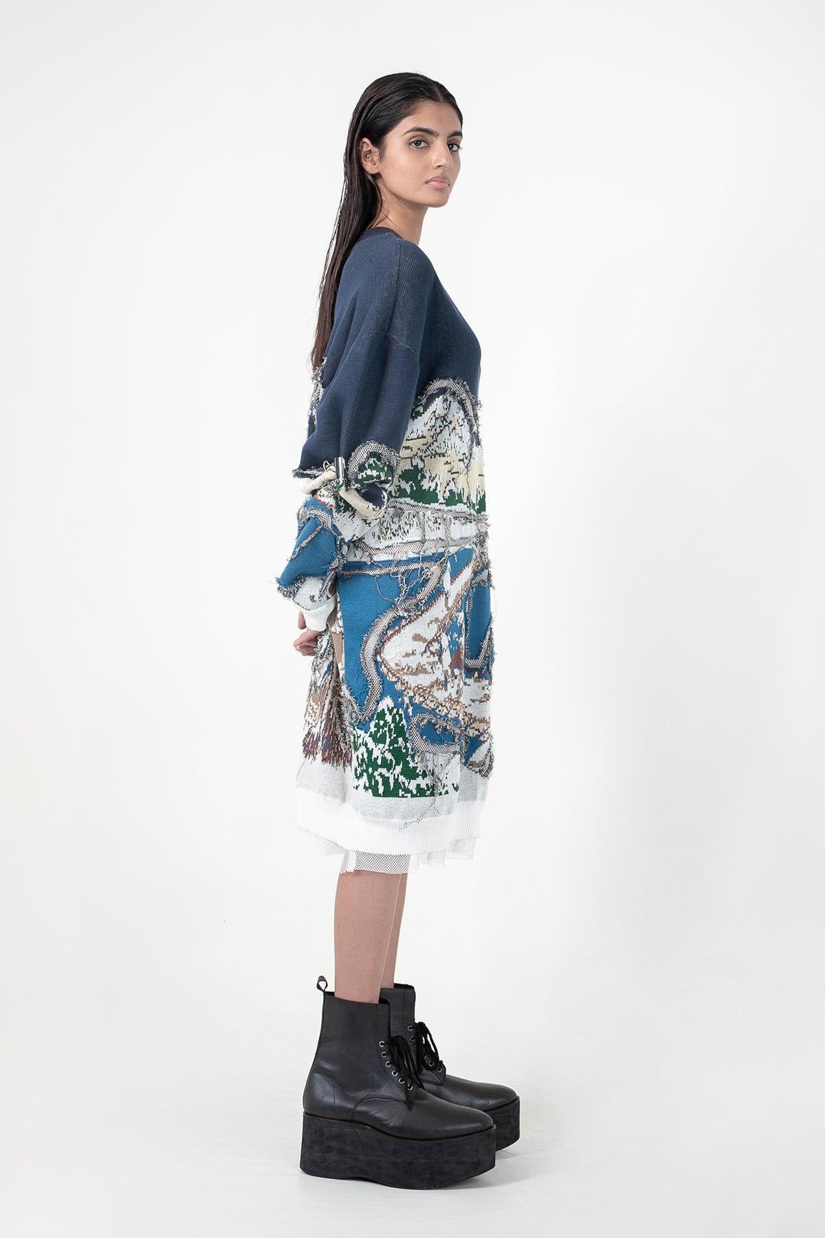 Broken Wave Deconstructed Sweater Dress