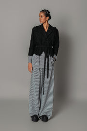 Black Map with Strips Coat Set
