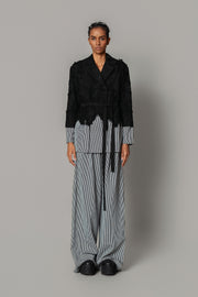 Black Map with Strips Coat Set