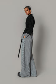 Black Map with Strips Coat Set