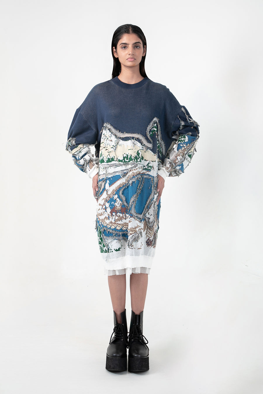 Broken Wave Deconstructed Sweater Dress
