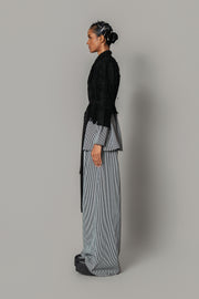 Black Map with Strips Coat Set