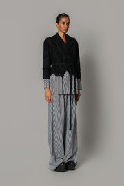 Black Map with Strips Coat Set