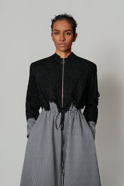 Black Map with Strips Long Dress