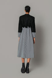 Black Map with Strips Long Dress