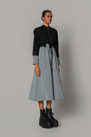 Black Map with Strips Long Dress