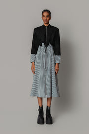 Black Map with Strips Long Dress