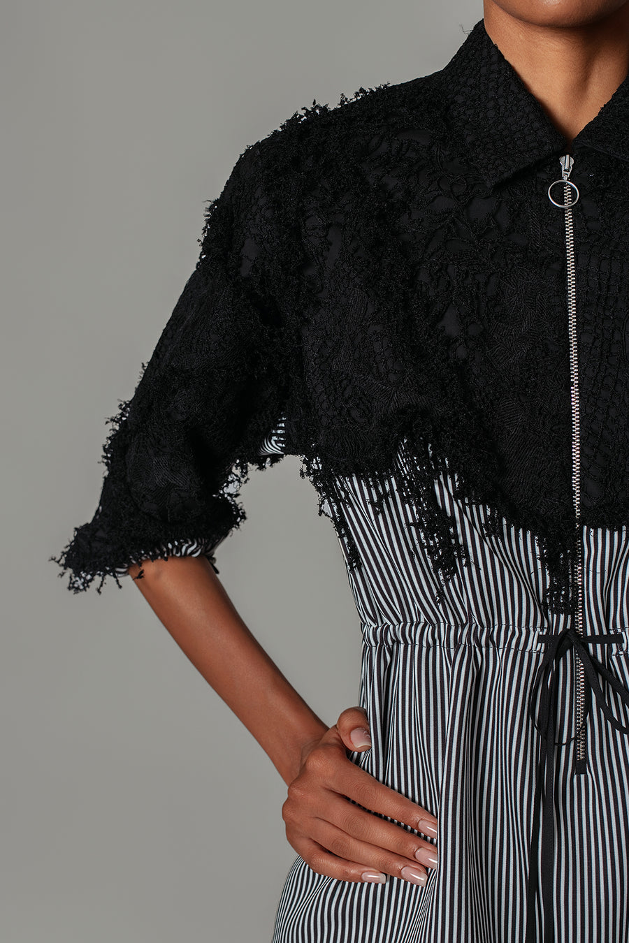 Black Map with Strips Short Dress