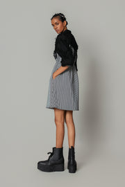 Black Map with Strips Short Dress