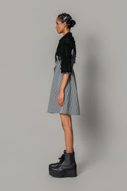 Black Map with Strips Short Dress