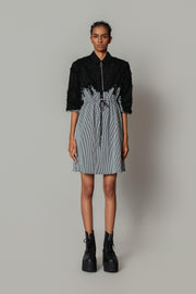 Black Map with Strips Short Dress