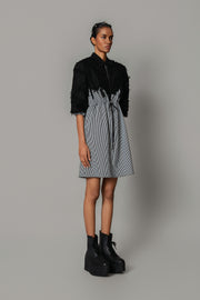 Black Map with Strips Short Dress