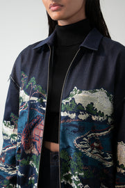 Indigo Wavecraft Applique  Bomber