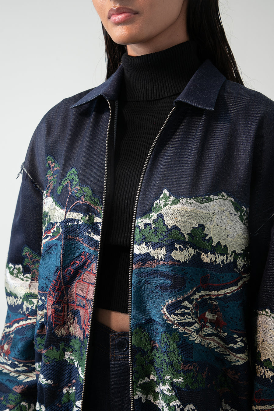 Indigo Wavecraft Applique  Bomber