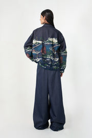 Indigo Wavecraft Applique  Bomber