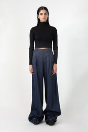 Indigo Wavecrafts Pleated Straight Fit  Denims