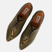 Olive Green Insect Kitten Heel Mules