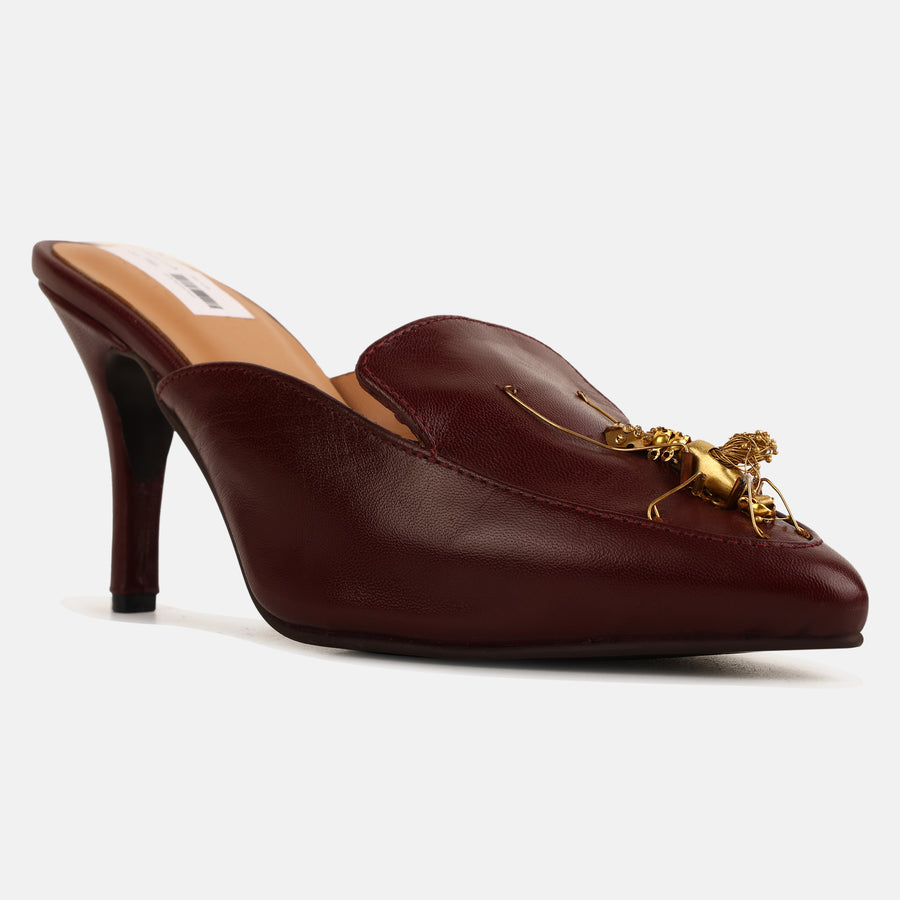Maroon insect mule heels