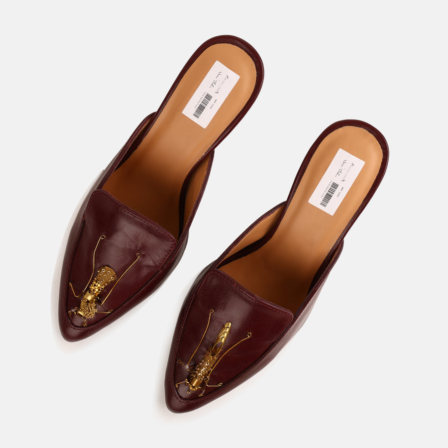 Maroon insect mule heels