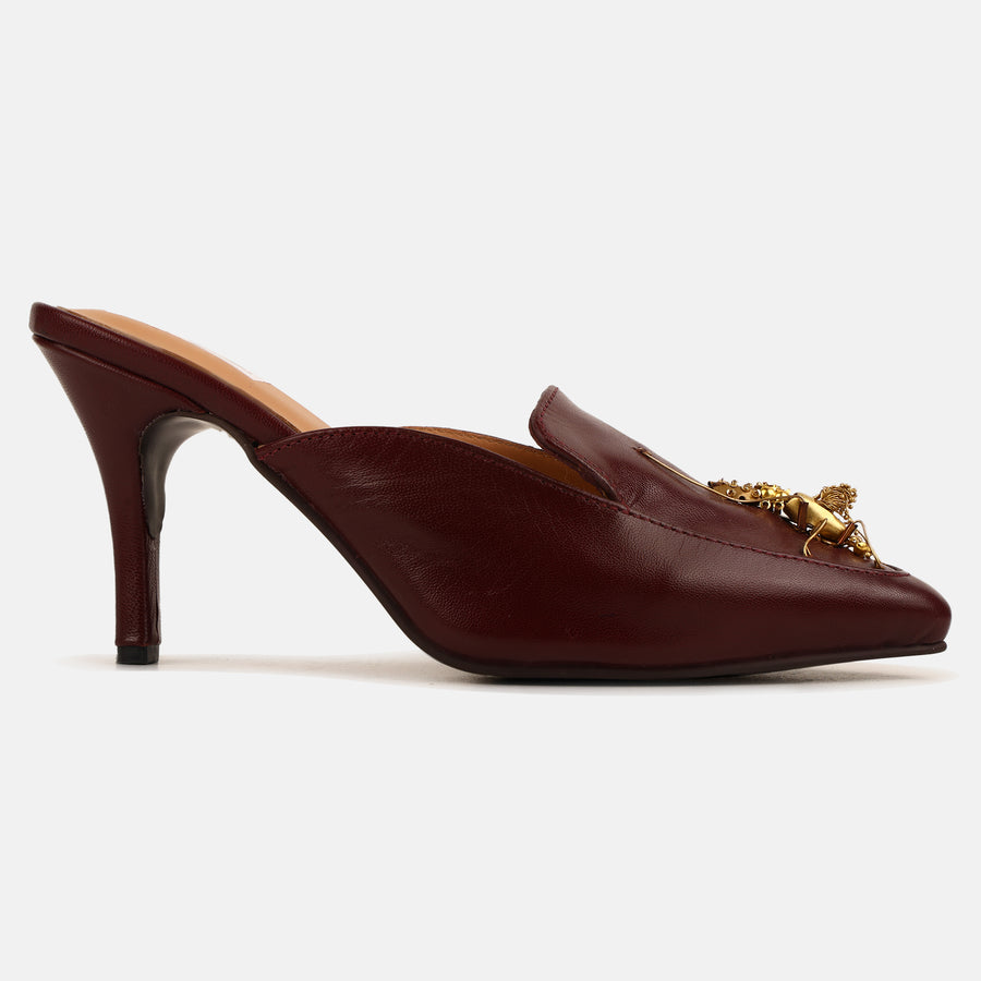 Maroon insect mule heels