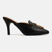 Black insect mule heels