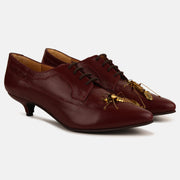 Maroon Insect Kitten Heel Mules
