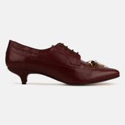 Maroon Insect Kitten Heel Mules
