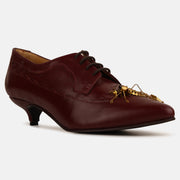 Maroon Insect Kitten Heel Mules