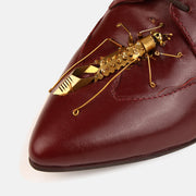 Maroon Insect Kitten Heel Mules