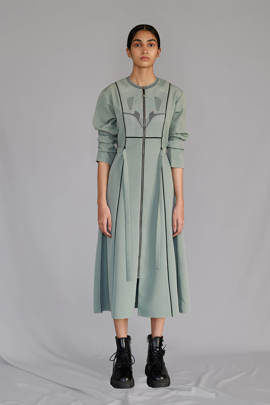 Grey Knitted Panel Dress