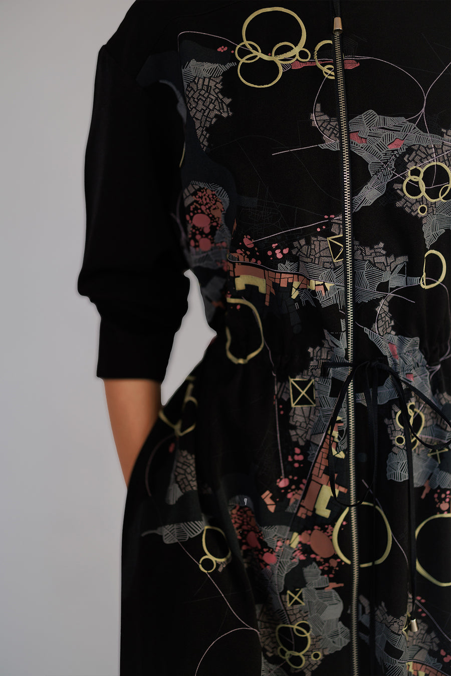 Black Map Long Dress