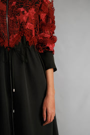 Red Map Embroidery Long Dress