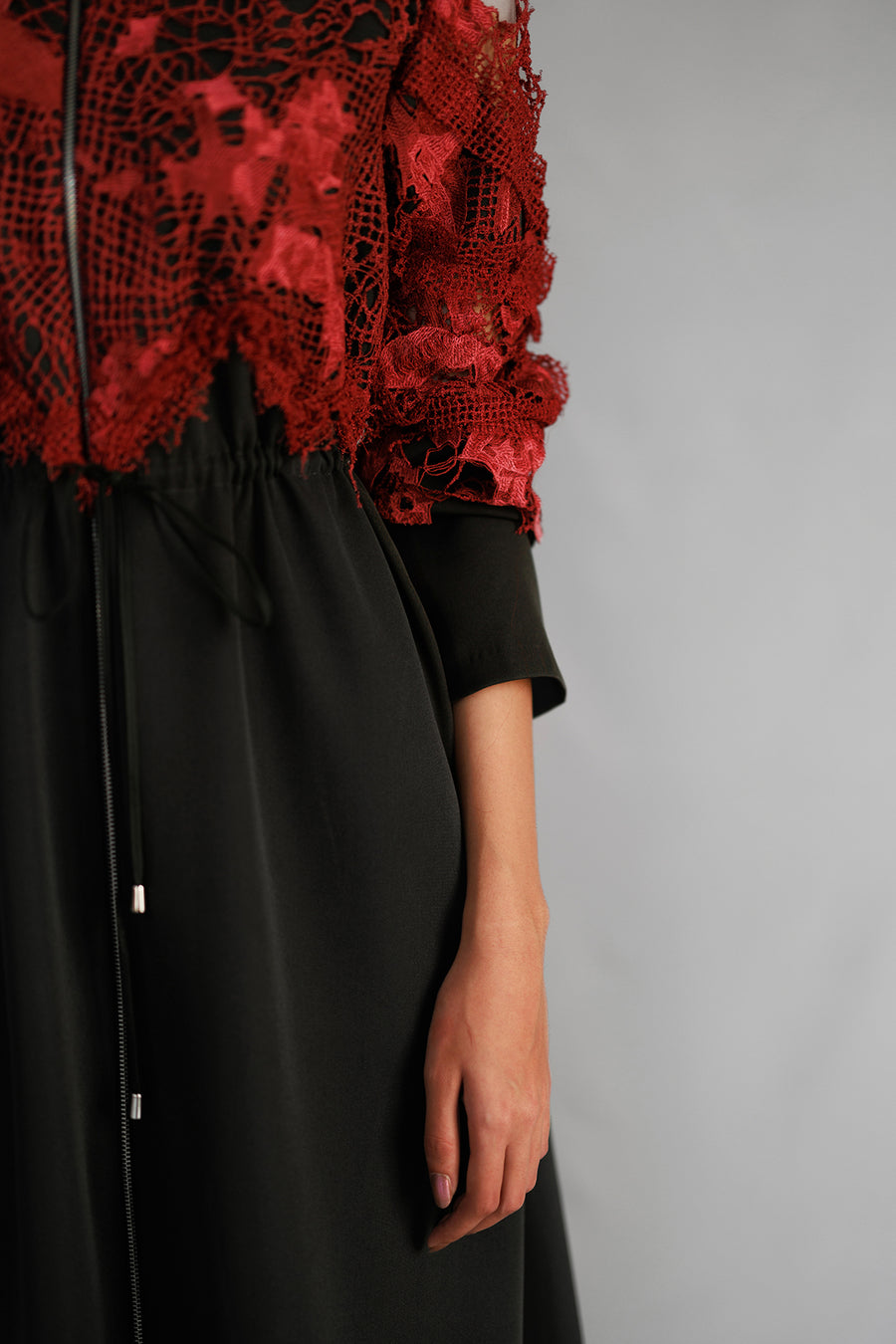 Red Map Embroidery Long Dress