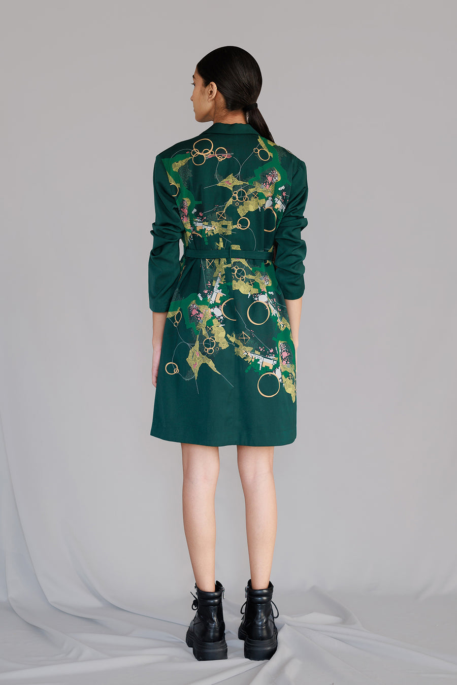 Green Map Short Dress