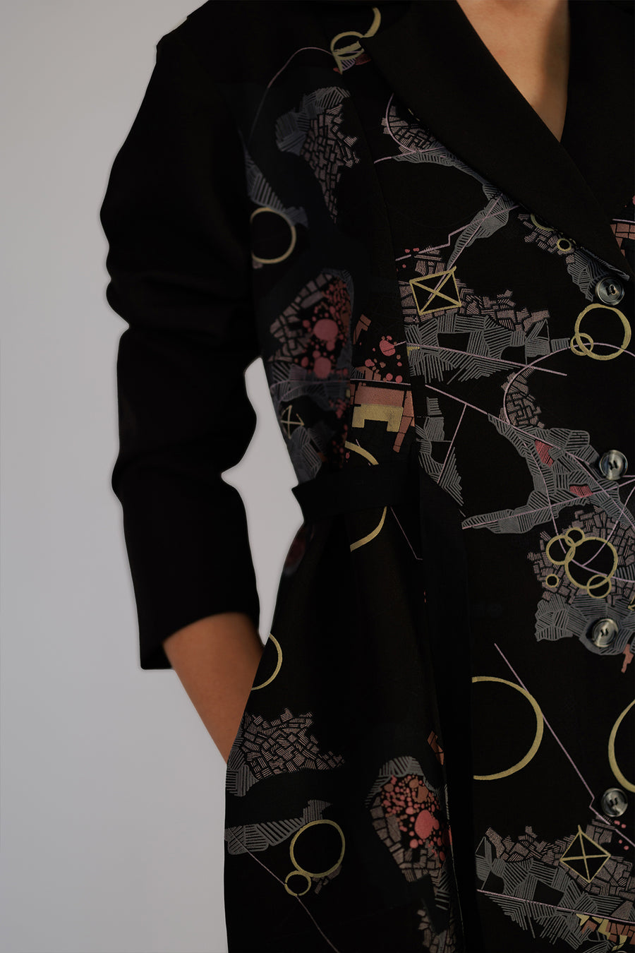 Black Map Coat Dress