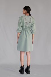 Grey Knitted Panel Short Dress