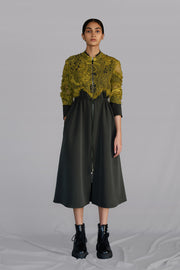 Yellow Map Embroidery Long Dress