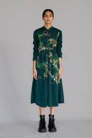 Green Map Long Dress