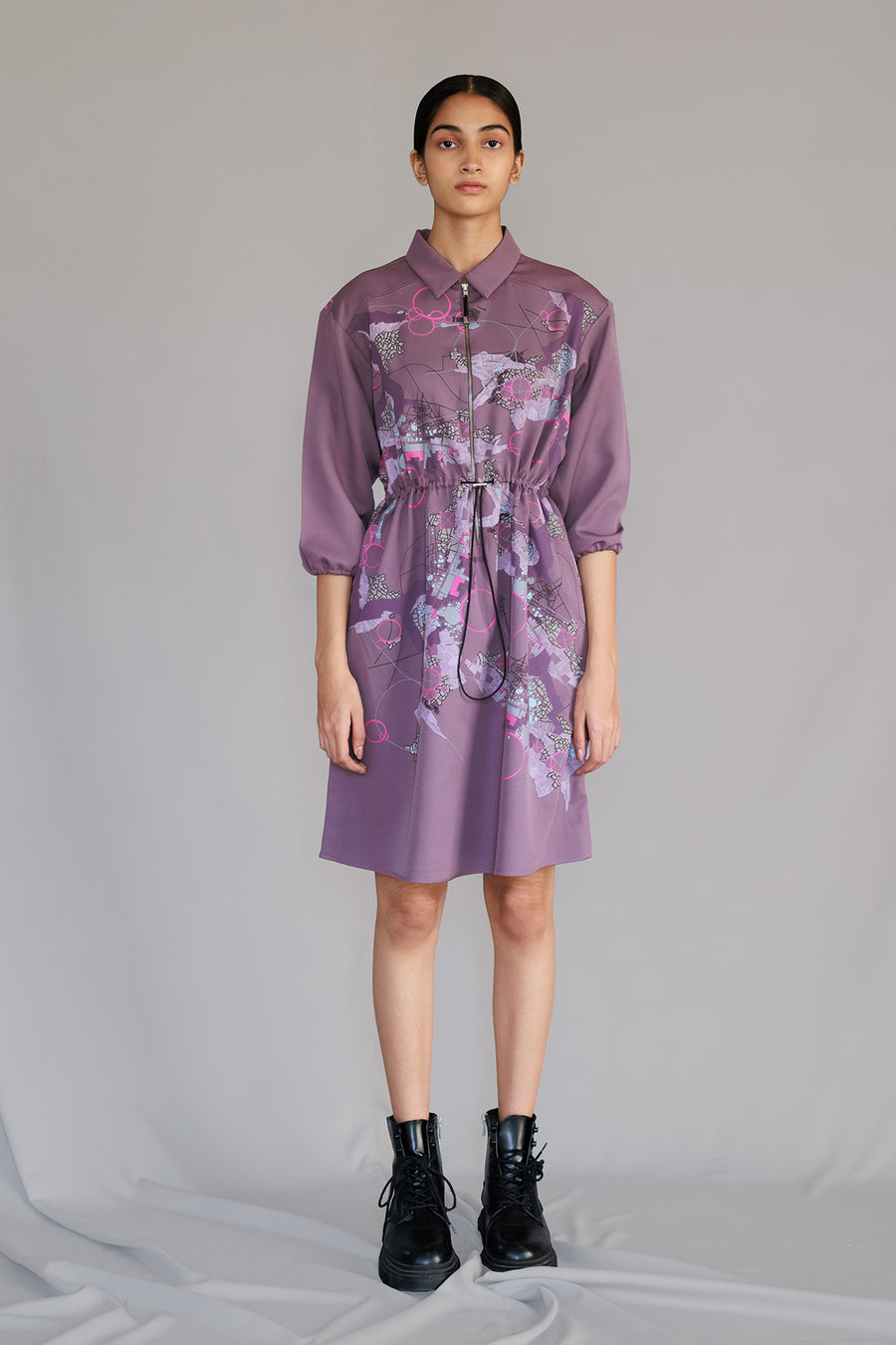 Mauve Map Short Dress