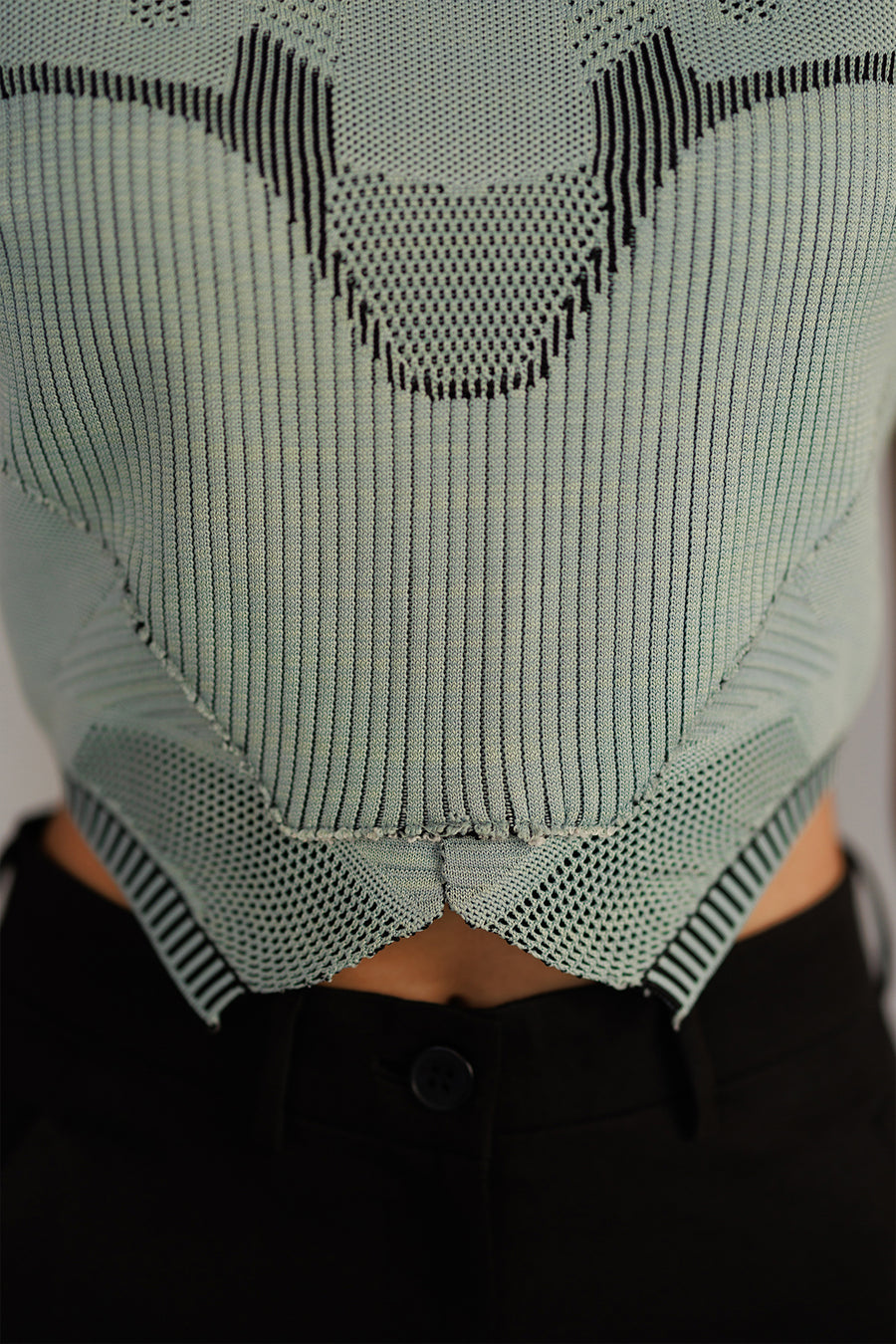 Grey Knitted Panel Top Set