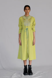Lime Knitted Panel Long Dress