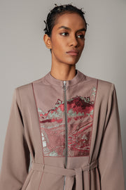 Brown Hokusai Embroidered 10-Cut