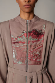 Brown Hokusai Embroidered 10-Cut