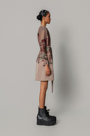Brown Hokusai Embroidered Coat Dress