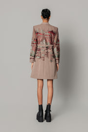 Brown Hokusai Embroidered Coat Dress