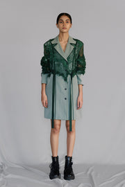 Green Map Embroidery Coat Dress